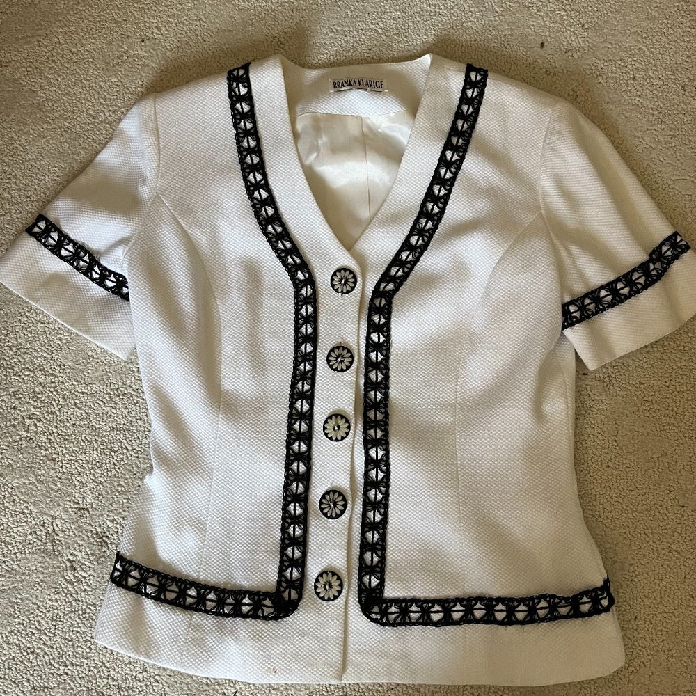 Branka Klarige White with black trim jacket